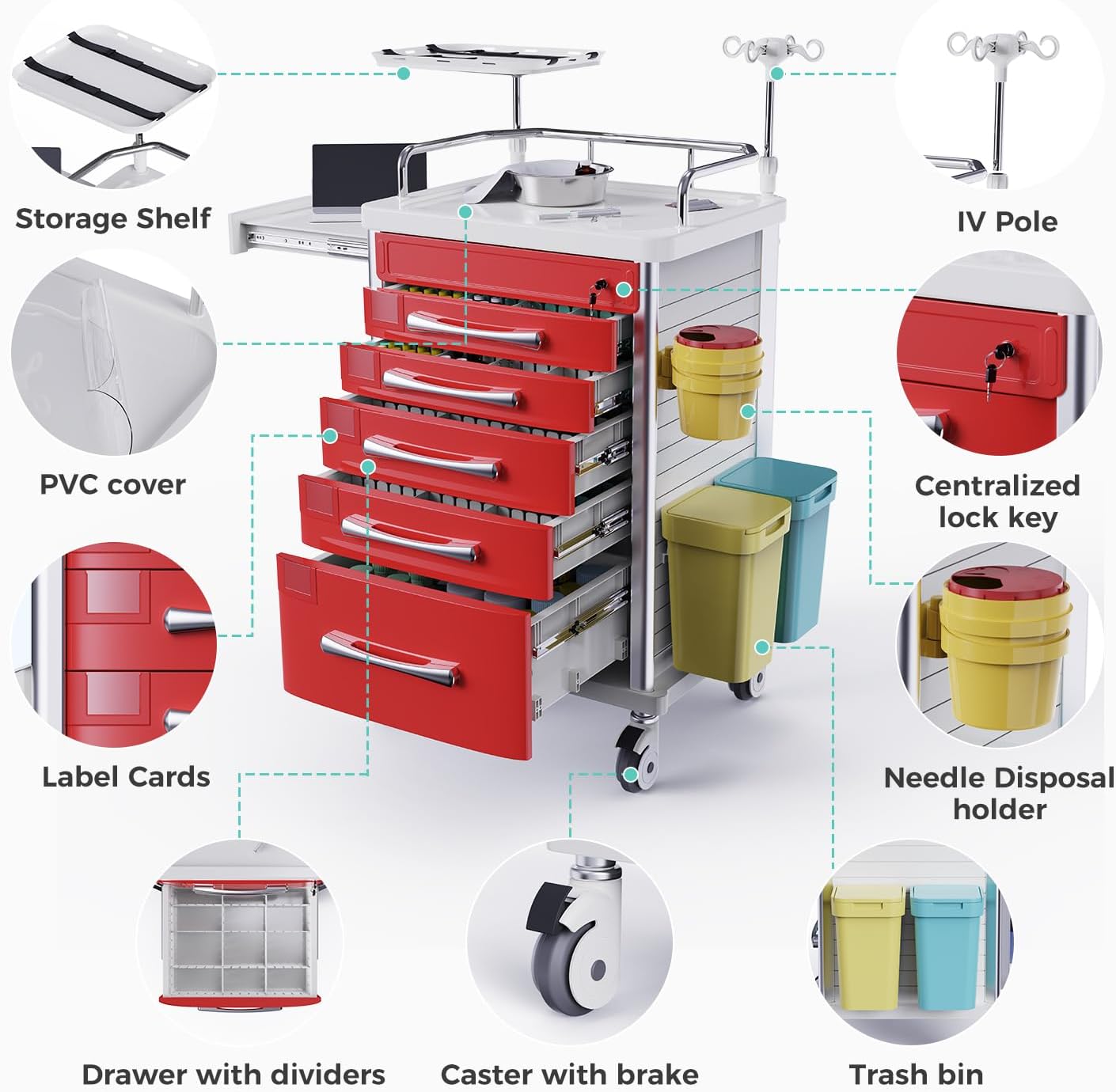 Medical Trolley with Drawers Model: LV-702x 500X500